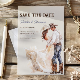 Boho Western Ranch Bruiloft Save the Date Kaart