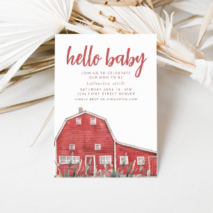 Boho Western Red Barn Thema Baby shower Uitnodigin Kaart