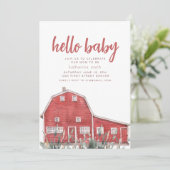 Boho Western Red Barn Thème Baby shower Invitation (Debout devant)
