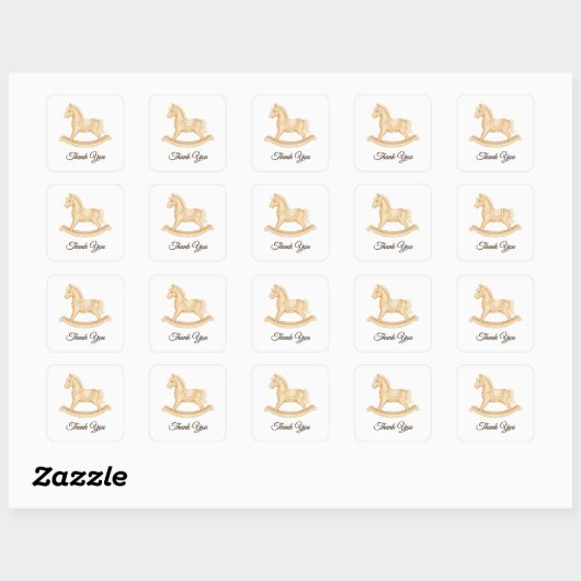 Boho Western Rocking Horse Baby shower Bedankt Vierkante Sticker (Vel)