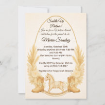 Boho Western Rocking Horse Baby shower Invitation