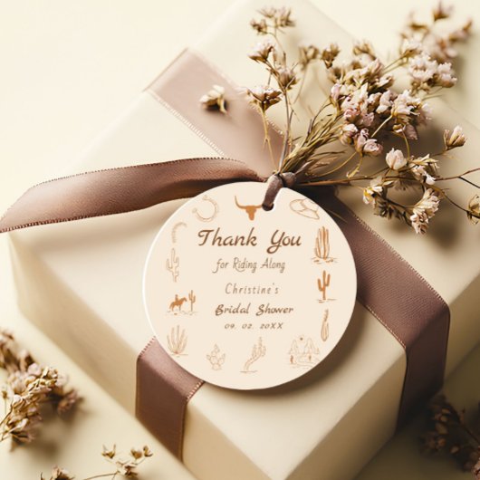 Boho Western Saddle up Cowboy Bruiloftsshower Bedankjes Labels