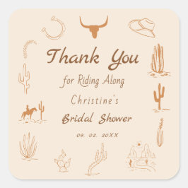 Boho Western Saddle up Cowboy Vrijgezellenfeest Vierkante Sticker