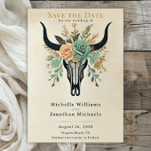Boho Westerne Bloemenstier Koe Schedel Wedding Save The Date