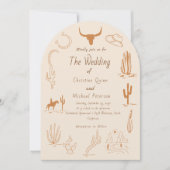 Boho Westerne Cowboy Illustratie Trouwen Kaart (Voorkant)
