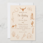 Boho Westerne Cowboy Illustratie Trouwen Kaart (Voorkant)