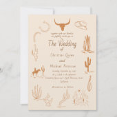 Boho Westerne Cowboy Illustratie Trouwen Kaart (Voorkant)