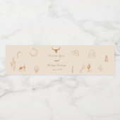 Boho Westerne Cowboy Illustratie Trouwen Waterfles Etiket (Enkel label)