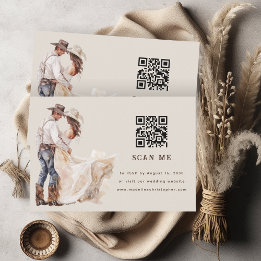 Boho Westerne Ranch Wedding QR Code RSVP-kaart RSVP Kaartje