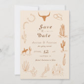 Boho Westerse Cowboy Illustratie Bruiloft Save The Date (Voorkant)