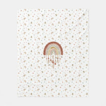 Boho Whimsical Bij & Aardse Regenboog Baby Fleece 