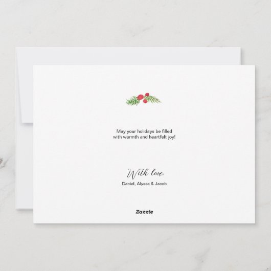 Boho Whimsical krans Vrolijk Kerstfeest Familie Fo Feestdagenkaart (Achterkant)