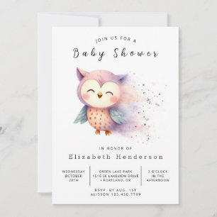 Boho Whimsical Owl Baby shower Kaart