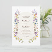Boho Whimsical Wildflower Arch Wedding Invitation Kaart (Staand voorkant)
