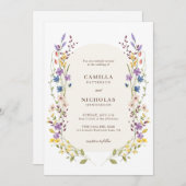 Boho Whimsical Wildflower Arch Wedding Invitation Kaart (Voorkant / Achterkant)