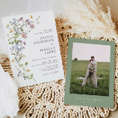 Boho Whimsical Wildflower bruiloft uitnodiging