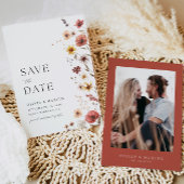 Boho Whimsical Wildflower Save The Date Uitnodigin Kaart