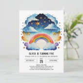 Boho Whimsy Clouds Verjaardag Kaart (Staand voorkant)