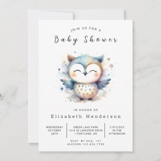 Boho Whimsy Owl-Baby shower Kaart (Voorkant)