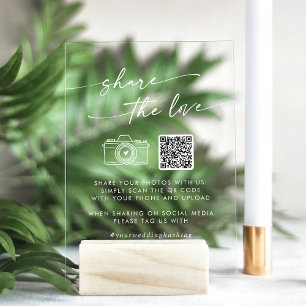 Boho White Clear Mariage Partagez le code QR d'amo