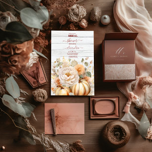 Boho White en Gold Glitter Pumpkins Bridal Kaart