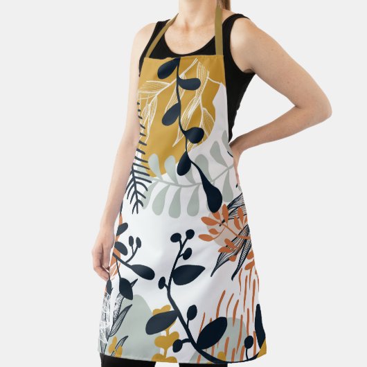 Boho White en Navy Leaves Schort (Insitu)