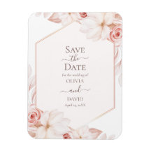 Boho White en Pink Roses Save the Date Kaart