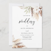 Boho White Floral Elegant Wedding Kaart (Voorkant)