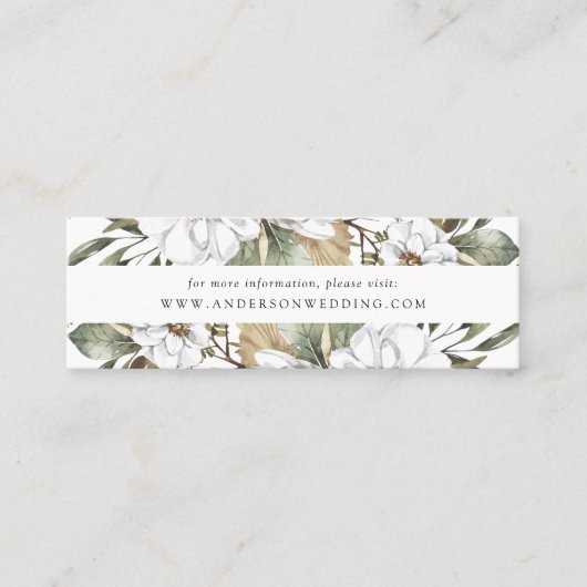 Boho White Floral & Green Mariage Cartes de site W (Devant)