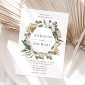 Boho White Floral & Greenery Wedding Kaart