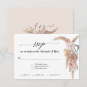 Boho White Floral Pampas Grass Tropical Palm RSVP Kaartje (Voorkant / Achterkant)