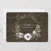 BOHO White Floral Wreath Rustic Virtual Wedding Kaart (Achterkant)