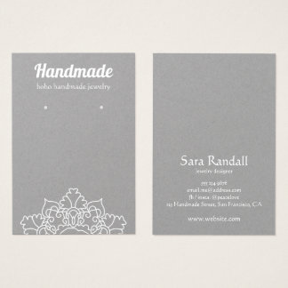 Boho White Mandala Rustic Grey Écran d'oreille