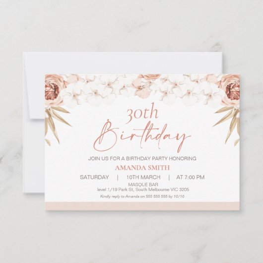 Boho White Orchards Palm Leaf 30th Birthday Kaart (Voorkant)