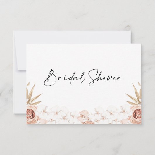 Boho White Orchards Palm Leaf Bruidsuitnodiging Kaart (Achterkant)