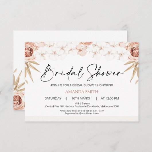 Boho White Orchards Palm Leaf Bruidsuitnodiging Kaart (Voorkant / Achterkant)