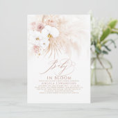 Boho White Orchids Bloom Pampas Grass Baby shower Kaart (Staand voorkant)