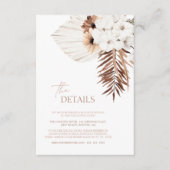 Boho White Orchids Pampas Grass Wedding Details Informatiekaartje (Voorkant)