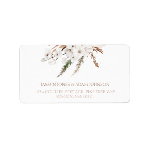 Boho White Orchids Pampas Grass Wedding Etiket