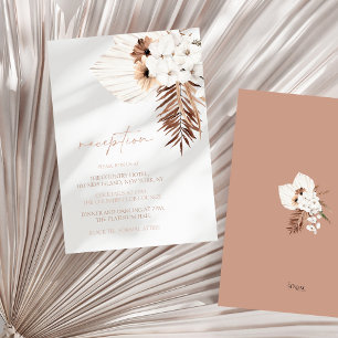 Boho White Orchids Pampas Grass Wedding Reception Informatiekaartje
