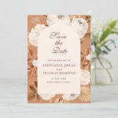 Boho White Peonies Terracotta Save the Date Kaart (Staand voorkant)