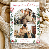 Boho White Red 2 Photo Arche de Noël Carte