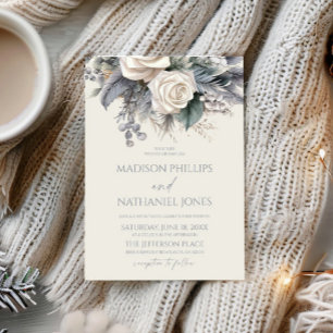 Boho White Rose Bloemen Tuin Tuin Huwelijk Kaart