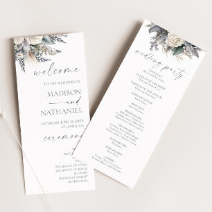 Boho White Rose Bloemen Tuin Tuin Huwelijk Programma