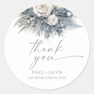 Boho White Rose Bloemen Tuin Tuin Huwelijk Ronde Sticker