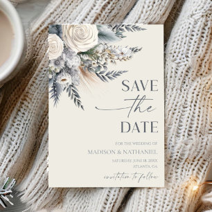 Boho White Rose Bloemen Tuin Tuin Huwelijk Save The Date