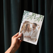 Boho White Rose Eucalyptus Gold Invitation