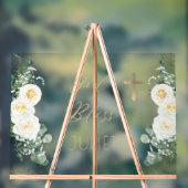 Boho White Rose Floral Eucalyptus Baptême Dieu bén (Neutre)