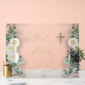 Boho White Rose Floral Eucalyptus Baptême Dieu bén (Mariage)