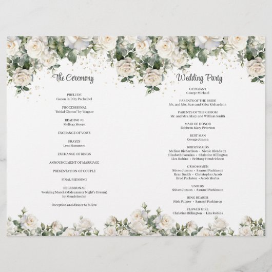 Boho White Roses groen en gouden ceremonie (Achterkant)